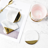 Luxury Marble Grain and Gold Plating Ceramic Coaster Set