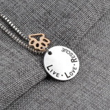 Live Love Rescue Pet Paw Cat Print Necklaces Hollow letter Love Word dog lover Paw Dog Print necklace Supply Mothers Day Jewelry