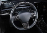 Genuine Carbon Fiber Top Steering Wheel Fascia for Model Y (Various Options)
