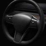 3Pcs Genuine Carbon Fiber Steering Wheel Fascia for Model Y (Gloss)