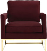 Avery Velvet Accent Chair with Gold Legs