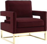 Avery Velvet Accent Chair with Gold Legs