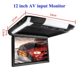 12 inch Monitor 1080P Video HD Digital TFT Screen Widescreen Ultra-thin Mounted Car Roof Player HDMI AV FM USB SD MP5 NO DVD