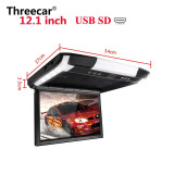 12 inch Monitor 1080P Video HD Digital TFT Screen Widescreen Ultra-thin Mounted Car Roof Player HDMI AV FM USB SD MP5 NO DVD