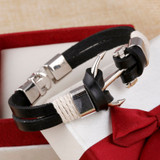 Wholesale Cuff braided Wrap Bracelet & Bangles Men Jewelry Pirate Genuine Leather Anchor Bracelets Vintage Men's Jewelry