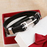 Wholesale Cuff braided Wrap Bracelet & Bangles Men Jewelry Pirate Genuine Leather Anchor Bracelets Vintage Men's Jewelry