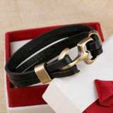 Wholesale Cuff braided Wrap Bracelet & Bangles Men Jewelry Pirate Genuine Leather Anchor Bracelets Vintage Men's Jewelry