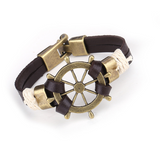 Wholesale Cuff braided Wrap Bracelet & Bangles Men Jewelry Pirate Genuine Leather Anchor Bracelets Vintage Men's Jewelry