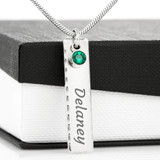 Grandson, Never Forget I Love You Birthstone Name Necklace