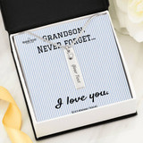 Grandson, Never Forget I Love You Birthstone Name Necklace