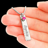 Grandson, Never Forget We Love You Birthstone Name Necklace