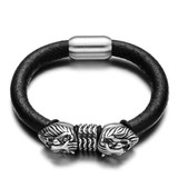 Freya's Cats™ - Stainless Steel Leather Viking Bracelet