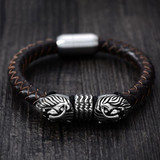 Freya's Cats™ - Stainless Steel Leather Viking Bracelet