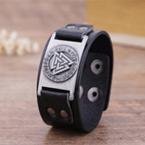 Valknut Spirit™ - Leather Viking Bracelet with Valknut Emblem