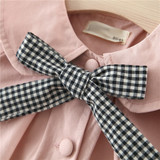 'Checker' Tied Bow Coat