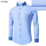 Men's Blue Printed  Long Sleeve Shirt