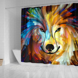 Colorful dog portrait shower curtain