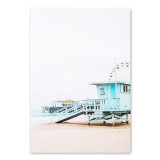 Nordic Style Beach and Ocean Landscape Pink Bus Art Canvas Set