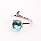 Mermaid Crystal Bubble 925 Sterling Silver Ring