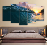 Limited Edition 5 Piece Surfing Wave Canvas
