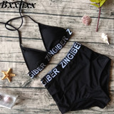Letter Bandage Bikini Set Padded Swimsuit