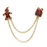 Christmas Present Box & Gingerbread Man Rhinestone Brooch Christmas Present Box & Gingerbread Man Rhinestone Brooch