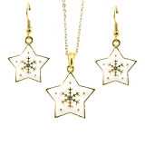 Star Snow Flake Necklace Pendant Earrings Set Star Snow Flake Necklace Pendant Earrings Set
