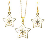 Star Snow Flake Necklace Pendant Earrings Set Star Snow Flake Necklace Pendant Earrings Set