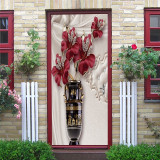 95x215cm Space Geometry Door Sticker Self Adhesive Waterproof