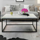 Modern Rectangular Cocktail Coffee Table Metal Frame
