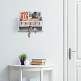 Wall-Mounted Letter Rack Holder with 5 Key Hooks Envelope Organizer For Entryway