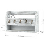 Wall-Mounted Letter Rack Holder with 5 Key Hooks Envelope Organizer For Entryway