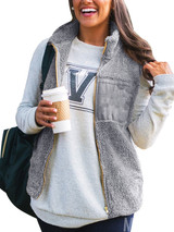 Lapel Zipper Solid Fleece Warm Winter Vest