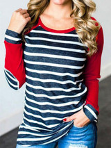 Basic Round Neck Striped T-shirt