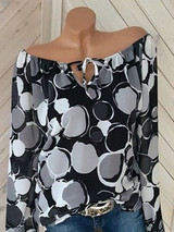 Long Sleeve Polka Dots V Neck T-Shirt