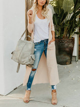 Round Neck  Plain Casual Coat