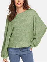 Fashion Solid Casual  Round Neck Sweater