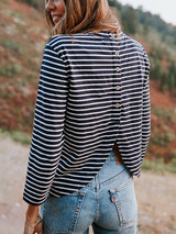 Round Neck Striped Casual T-Shirt