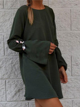 Round Neck Plain Basic Elegant Dress