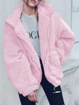 Solid Casual Wool Blend Coat