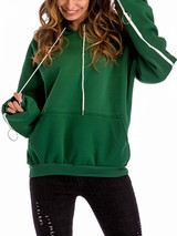 Solid Patchwork Plain Casual Hoodies