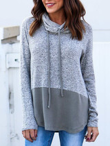 Cowl Neck Plain Casual Sweater