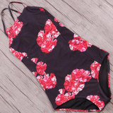 Felicia - Roses Lace Up Back One Piece Swimsuit