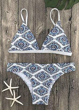 White Floral Halter Bikini Set - Brazilian Push Up Swimsuit