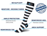 Stripe Compression Socks 20-30 mmHg Support Stockings for Swelling & Energy