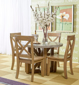 Wooden Side Chair with X-Shape Back,  Set Of 2, Natural Wood Brown