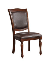 Wooden Leather Upholstered Side Chair, Brown, Pack Of Two Wooden Leather Upholstered Side Chair, Brown, Pack Of Two