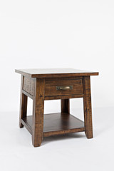 Wooden End Table With Drawer And Bottom Shelf, Brown