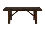 Wooden Dining Table with Rough-Hewn Saw Marks, Chocolate Brown