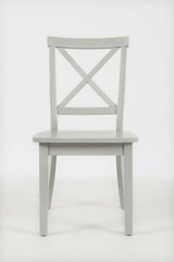 Wooden Dining Chair with "X" Cross Back Design, Set of Two, Light Gray
